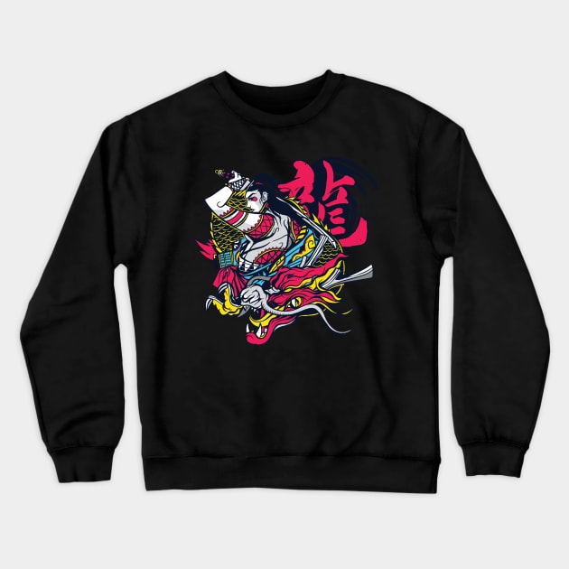 Female Samurai Dragon #150 Crewneck Sweatshirt by Fontaine Exclusives